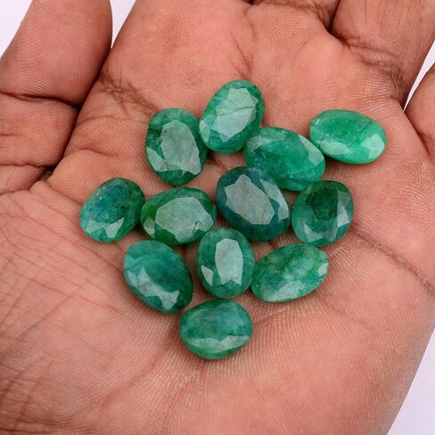 REAL-GEMS الزمرد الطبيعي 60.00 قيراط./12 قطعة قطع بيضاوية رائعة الأوجه الزمرد أحجار كريمة مفكوكة لصنع المجوهرات in Kuwait