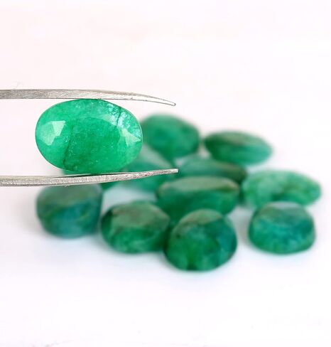 REAL-GEMS الزمرد الطبيعي 60.00 قيراط./12 قطعة قطع بيضاوية رائعة الأوجه الزمرد أحجار كريمة مفكوكة لصنع المجوهرات in Kuwait