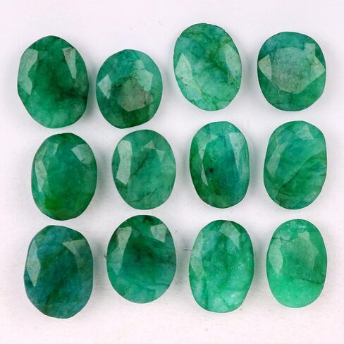 REAL-GEMS الزمرد الطبيعي 60.00 قيراط./12 قطعة قطع بيضاوية رائعة الأوجه الزمرد أحجار كريمة مفكوكة لصنع المجوهرات in Kuwait