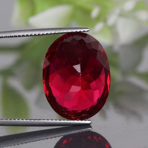 REAL-GEMS - Beautiful 16.Carat Red Ruby Oval Cut Lab-Created Loose Gemstone For Ring Making in Kuwait