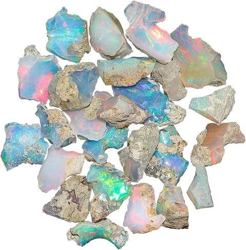 ColouredRocks 30 carats (9 to 10pcs) ETHIOPIAN OPALS Rock Crystals, Raw Stones, Rough Gemstones, Jewelry Making Supply, Cabbing, Polishing, Cutting, DIY, Crafts (10-15mm size) in Saudi Arabia