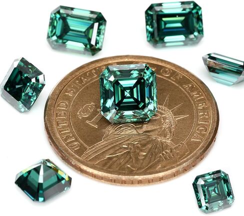 Green Moissanite Asscher Cut Loose Stone, Lab-Grown Gemstones VVS1 Clarity, For Jewelry Making, Earrings, Necklaces, Bracelets, Rings, Pendants With GRA Certificate in Saudi Arabia