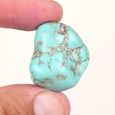 REAL-GEMS Natural Arizona Blue Turquoise, Drilled Blue Turquoise Loose Gemstone For Wire Wrapping Jewelry (50-60 Ct. Approx) in Kuwait