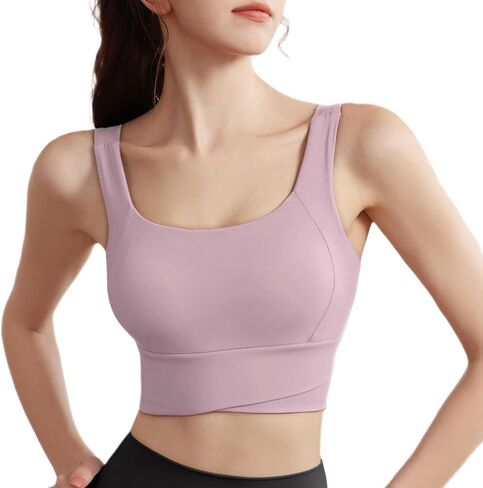 Sports Bras for Women Square Back Yoga Workout Running Crop Tank Tops with Glow in the Dark Logo & Removable Pads in Saudi Arabia
