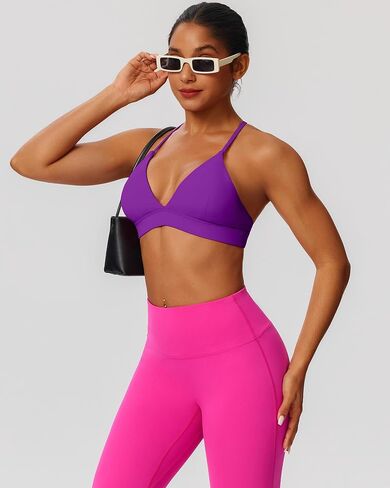 Cross Back Sports Bras for Women Adjustable Thin Straps Yoga Crop Tank Top Basic Wireless Cami Light Support in Saudi Arabia