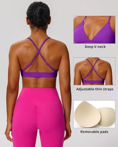 Cross Back Sports Bras for Women Adjustable Thin Straps Yoga Crop Tank Top Basic Wireless Cami Light Support in Saudi Arabia