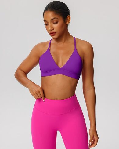 Cross Back Sports Bras for Women Adjustable Thin Straps Yoga Crop Tank Top Basic Wireless Cami Light Support in Saudi Arabia