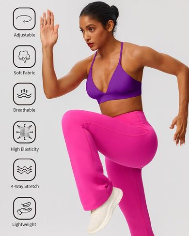Cross Back Sports Bras for Women Adjustable Thin Straps Yoga Crop Tank Top Basic Wireless Cami Light Support in Saudi Arabia