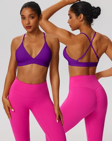 Cross Back Sports Bras for Women Adjustable Thin Straps Yoga Crop Tank Top Basic Wireless Cami Light Support in Saudi Arabia