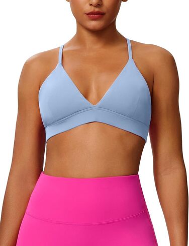Cross Back Sports Bras for Women Adjustable Thin Straps Yoga Crop Tank Top Basic Wireless Cami Light Support in Saudi Arabia