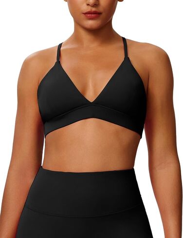 Cross Back Sports Bras for Women Adjustable Thin Straps Yoga Crop Tank Top Basic Wireless Cami Light Support in Saudi Arabia
