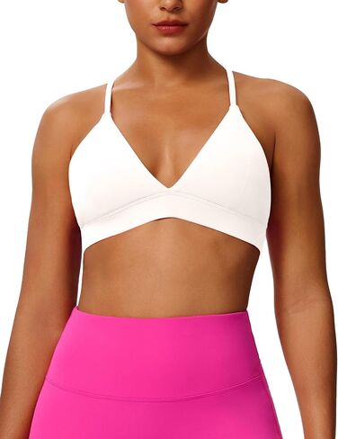 Cross Back Sports Bras for Women Adjustable Thin Straps Yoga Crop Tank Top Basic Wireless Cami Light Support in Saudi Arabia