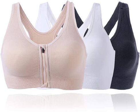 Women's Sports Post-Surgery Bra- Wirefree Seamless Sports Bra with Front-Zip Closure in Kuwait