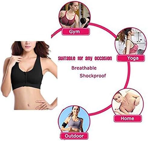 Women's Sports Post-Surgery Bra- Wirefree Seamless Sports Bra with Front-Zip Closure in Kuwait