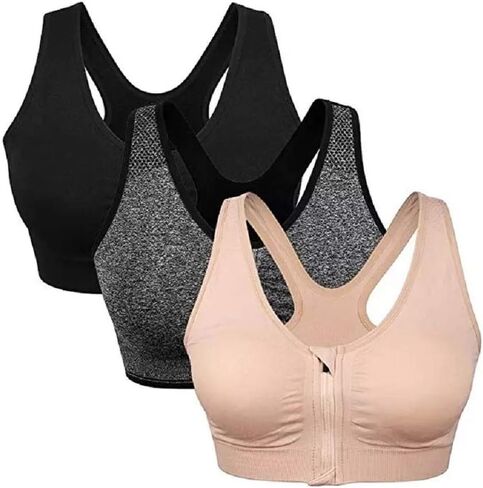 Women's Sports Post-Surgery Bra- Wirefree Seamless Sports Bra with Front-Zip Closure in Kuwait
