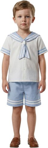 IMEKIS Sailor Baby Boy Outfit– Cotton Nautical Sailor Toddler Outfit for 1-6T,Summer Clothes for Beach Holiday Daily in Kuwait