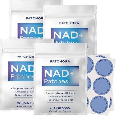NAD+ Patches 4 Pack (120 Patches) Plant-Based Transdermal Lifestyle Support Patch Daily Wearable Wellness Patches for Women & Men 120 Day Supply in Saudi Arabia