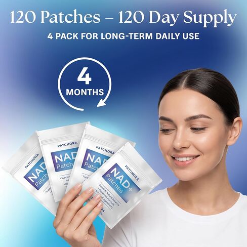 NAD+ Patches 4 Pack (120 Patches) Plant-Based Transdermal Lifestyle Support Patch Daily Wearable Wellness Patches for Women & Men 120 Day Supply in Saudi Arabia