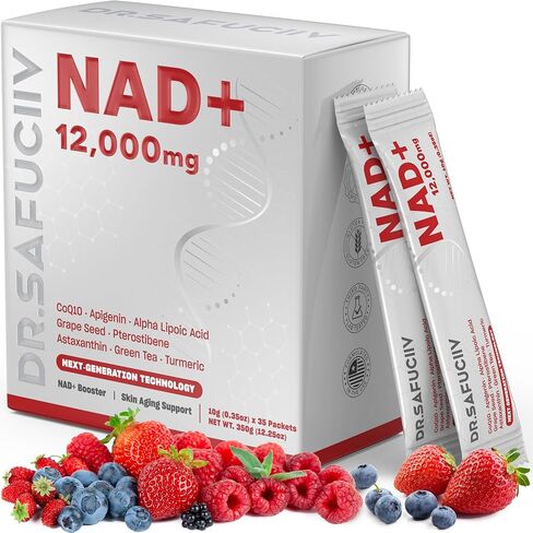 Liquid NAD, Extra Strength 1,2000mg NAD+ Supplement with CoQ10, Resveratrol, D-Ribose & PQQ for Men & Women, Natural NAD+ Stick for Anti-Aging, Energy, Focus - 35 Packets in Saudi Arabia
