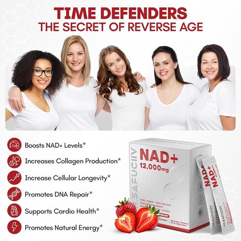 Liquid NAD, Extra Strength 1,2000mg NAD+ Supplement with CoQ10, Resveratrol, D-Ribose & PQQ for Men & Women, Natural NAD+ Stick for Anti-Aging, Energy, Focus - 35 Packets in Saudi Arabia