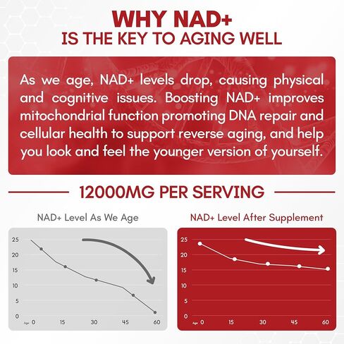 Liquid NAD, Extra Strength 1,2000mg NAD+ Supplement with CoQ10, Resveratrol, D-Ribose & PQQ for Men & Women, Natural NAD+ Stick for Anti-Aging, Energy, Focus - 35 Packets in Saudi Arabia