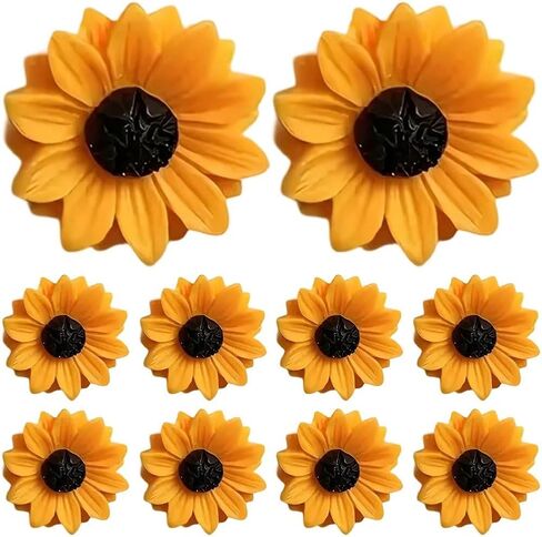 10pcs/Set Resin Sunflower Fridge Magnets Cute Sunflower Refrigerator Magnets 3D Magnetic Refrigerator Decoration for Kitchen in Saudi Arabia