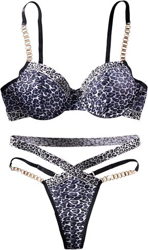 Women's Lingerie Set Sheer Mesh Underwired Bra and Panty Oufits Sexy Leopard Pattern Underwear for Women in Saudi Arabia