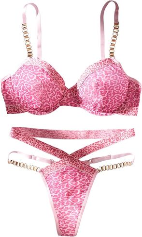 Women's Lingerie Set Sheer Mesh Underwired Bra and Panty Oufits Sexy Leopard Pattern Underwear for Women in Saudi Arabia