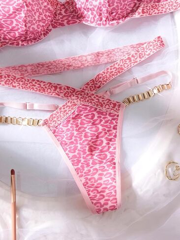 Women's Lingerie Set Sheer Mesh Underwired Bra and Panty Oufits Sexy Leopard Pattern Underwear for Women in Saudi Arabia