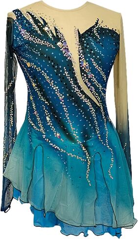 Figure Skating Dress for Girls Women's Dance Dresses Competition Ballet Skirted Leotard Ice Skating Tights in Kuwait