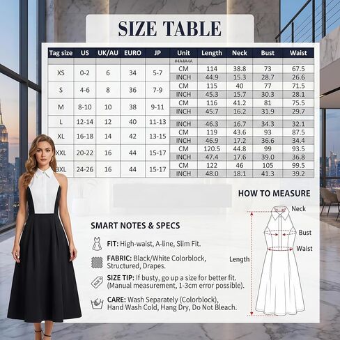 SUNSTORY Women's Black and White Work Dress: 2026 Midi Ruffle A-Line Halter Neck Backless Sleeveless Collared Summer Dresses in Kuwait