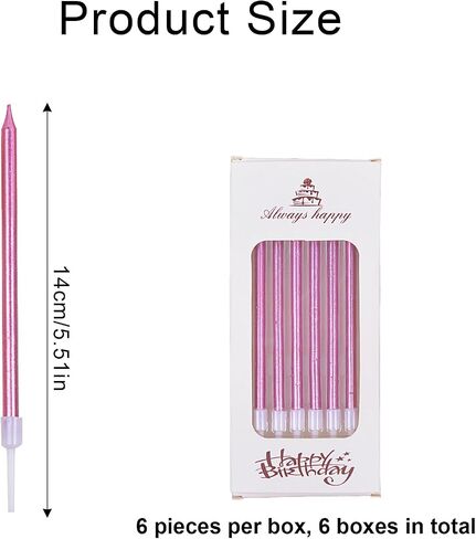 36 Pieces Pink Birthday Candles for Cakes Set, Pink Candles Happy Birthday Candle Birthdays Slender Cake Candle Party Supplies Cake Decorations Dessert Decoration in Saudi Arabia