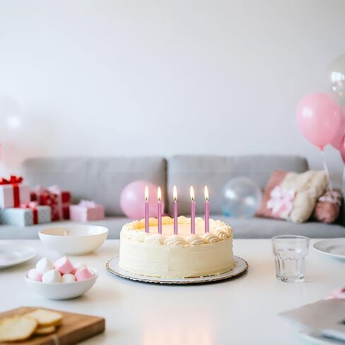 36 Pieces Pink Birthday Candles for Cakes Set, Pink Candles Happy Birthday Candle Birthdays Slender Cake Candle Party Supplies Cake Decorations Dessert Decoration in Saudi Arabia