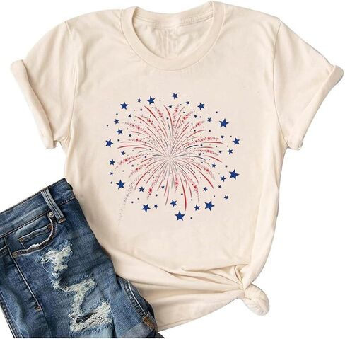 America Flag Shirt for Women Red White Blue Star Graphic Patriotic Shirt 4th of July Memorial Summer Tops Tee in Saudi Arabia