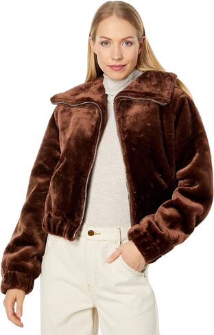 [BLANKNYC] Womens Luxury Clothing Faux Fur Cropped Bomber Jacket, Comfortable & Stylish Coat in Kuwait