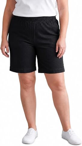 Turtle Bay New York Women's Pull On Denim & Twill Shorts with stretch waist - No zipper or buttons in Kuwait