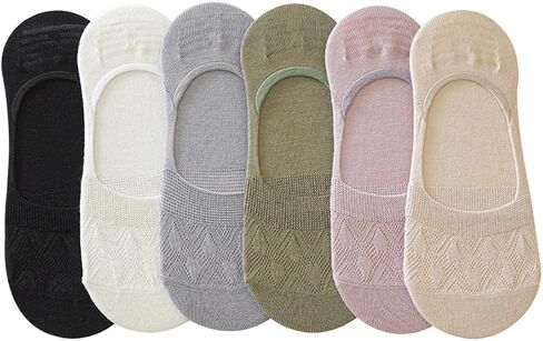 6 Pairs Women's Thin Non-Slip No-Show Socks - Spring Summer Cotton Casual Liner Socks in Saudi Arabia