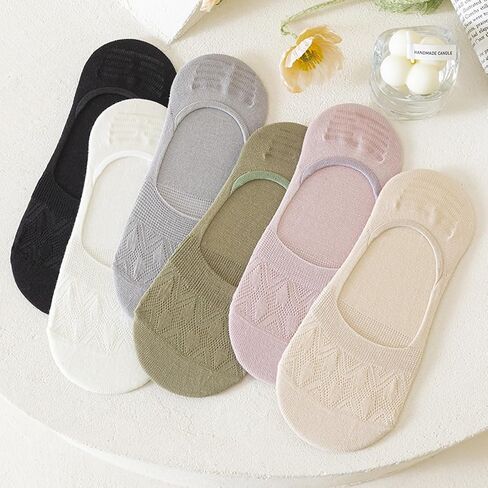 6 Pairs Women's Thin Non-Slip No-Show Socks - Spring Summer Cotton Casual Liner Socks in Saudi Arabia