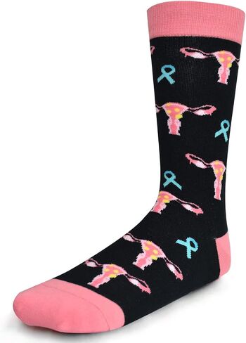 GOLIN Novelty Uterus Cancer Awareness Crew Socks - Funny Emotional Hysterectomy Surgery Recovery Gifts, Inspirational Quote Present for Women Girls in Kuwait