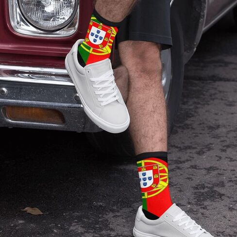 MOLIAN Heart Love Portugal Flag Women Men Novelty Socks Funny Crazy Dress Sock in Kuwait
