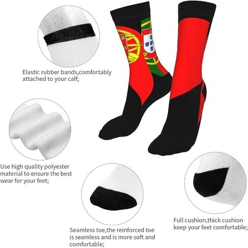 MOLIAN Heart Love Portugal Flag Women Men Novelty Socks Funny Crazy Dress Sock in Kuwait