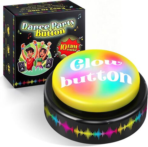 Feekoon Dance Party Button with 10 Music, 30 Second Glow Dance EDM Button (Batteries Included), Dance Bomb Party Button for Office Classroom, Cool Gag Gifts for Teacher Coworker Friends in Saudi Arabia