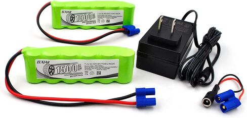 (2-Pack) 7.4V 1300mAh 6-Cell NiMH Rechargeable Battery with EC3 Connector, Compatible with Mini RC Cars, High-Performance Vehicles, and Racing Models, DYNB2473 in Kuwait