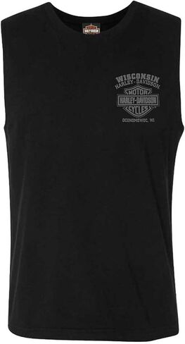 Harley-Davidson Men's Road Pilot Crew-Neck Sleeveless Muscle Tee, Black in Saudi Arabia