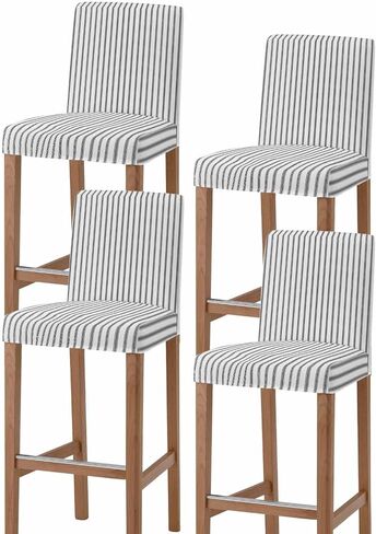 PIEPLE Blue Stripes Bar Stool Cover Set of 4, Stretch Removable Bar Stool Chair Covers with Backs Pub Counter Stool Chair Slipcover for Dining Room Cafe Geometric Vertical Linens Modern Minimalism in Kuwait