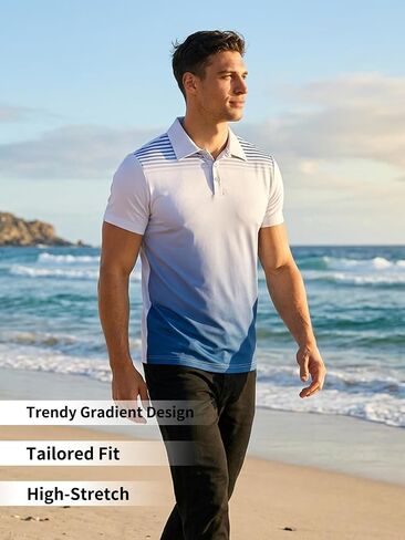 3Pack Men's Gradient Color Polo Shirt Short Sleeve Casual Soft Breathable Golf Shirts Lightweight Classic Fit Summer Tops in Kuwait