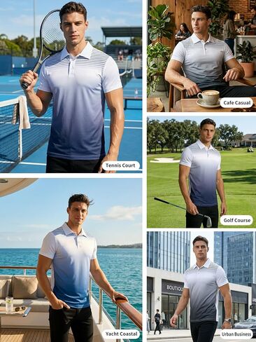 3Pack Men's Gradient Color Polo Shirt Short Sleeve Casual Soft Breathable Golf Shirts Lightweight Classic Fit Summer Tops in Kuwait