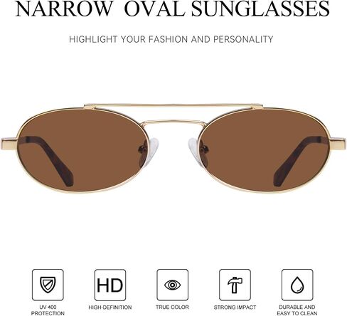 mosanana Trendy Oval Sunglasses for Women Retro Small 90s Metal Style MS52588 in Kuwait