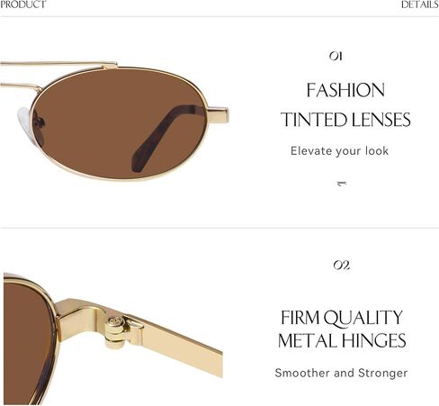 mosanana Trendy Oval Sunglasses for Women Retro Small 90s Metal Style MS52588 in Kuwait