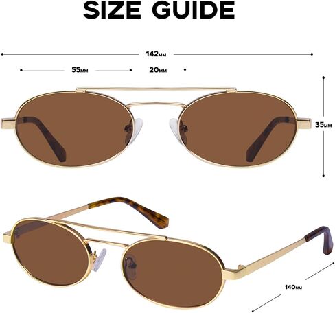 mosanana Trendy Oval Sunglasses for Women Retro Small 90s Metal Style MS52588 in Kuwait